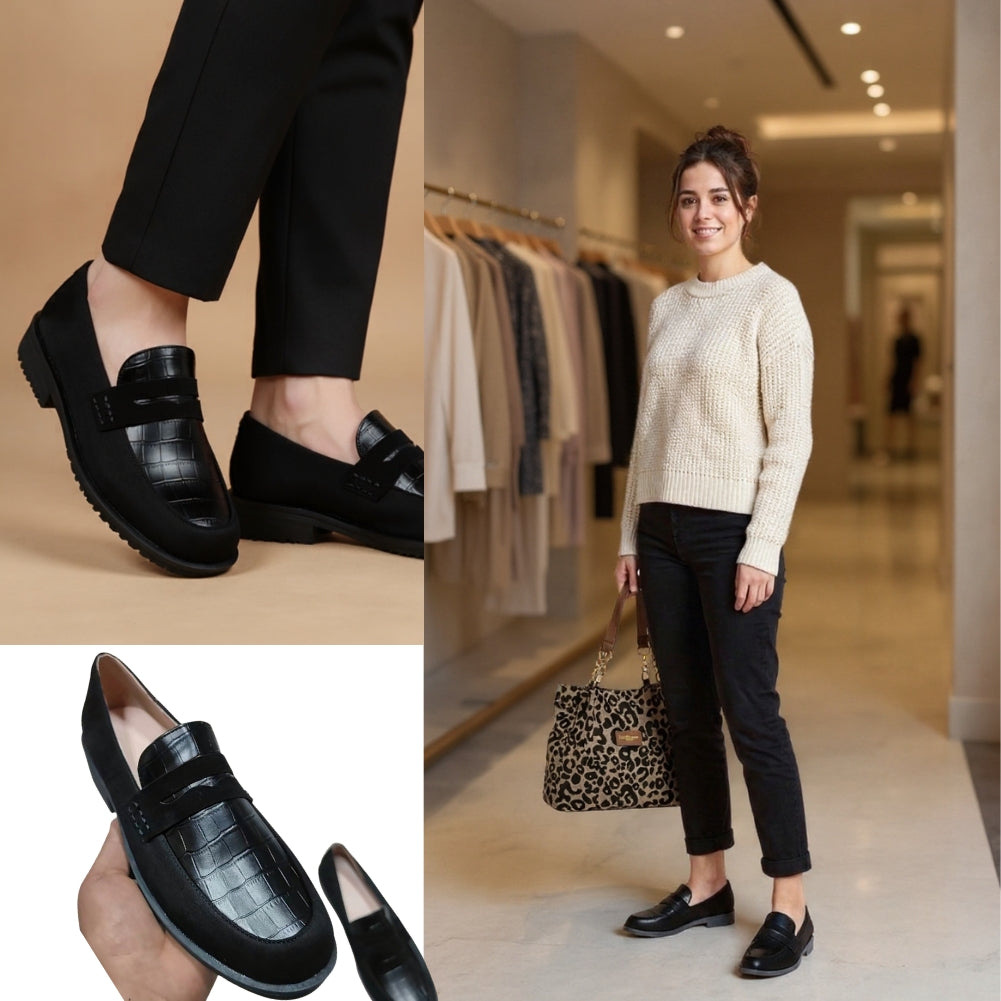 Minka | Mocasines De Ante Sin Cordones Con Detalles De Textura De Cocodrilo