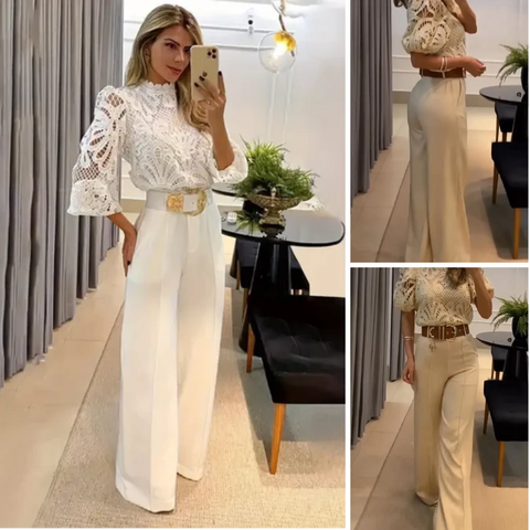 Sherrie | Conjunto De Pantalón De Cintura Alta Y Pierna Ancha