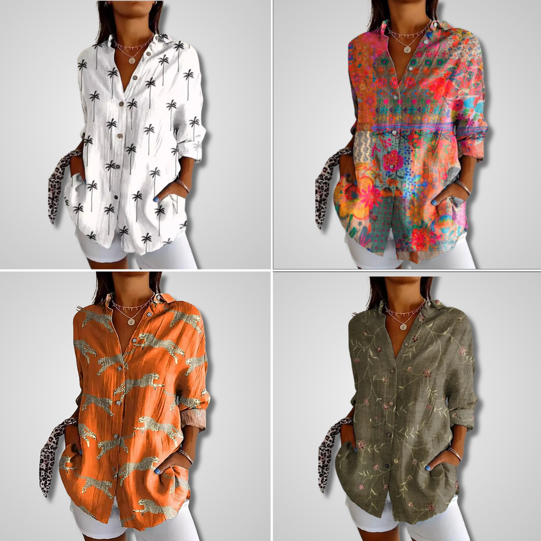 Shalom | Blusa Estampada de Manga Larga con Botones