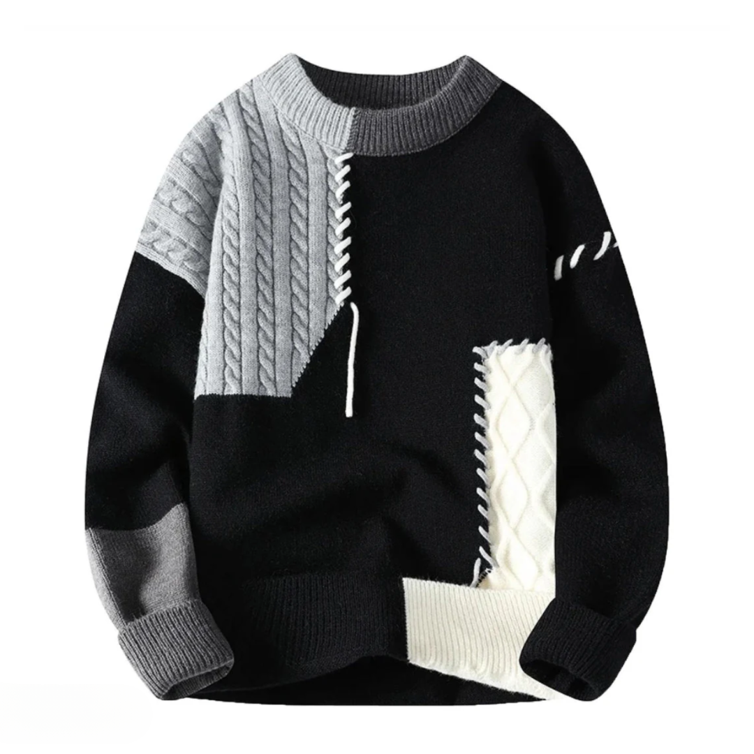 Fridolin | Jersey de Punto Patchwork Con Cuello Redondo y Bloques de Color