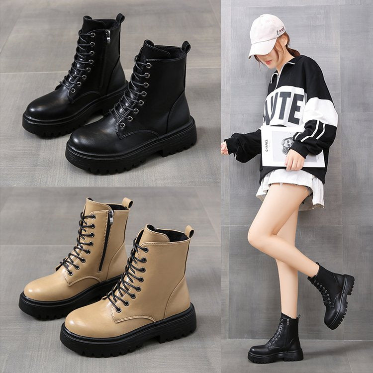 Angela | Botas de Tobillo con Cordones y Suela Gruesa