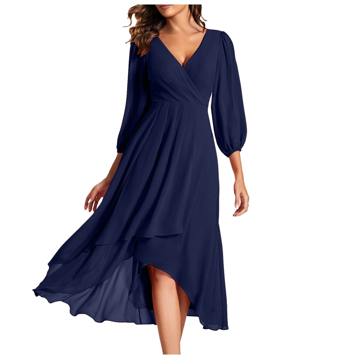 Laia | Vestido De Gasa Con Escote en V Y Bajo Asimétrico