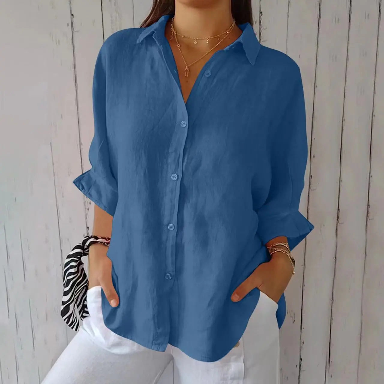 Aelita | Camisa de Manga Larga Con Cuello y Botones en la Parte Delantera