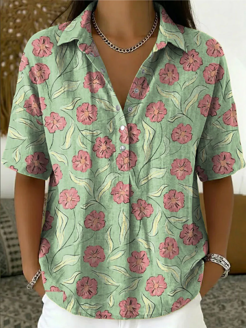 Brandie | Blusa floral con Botones en la Parte Delantera