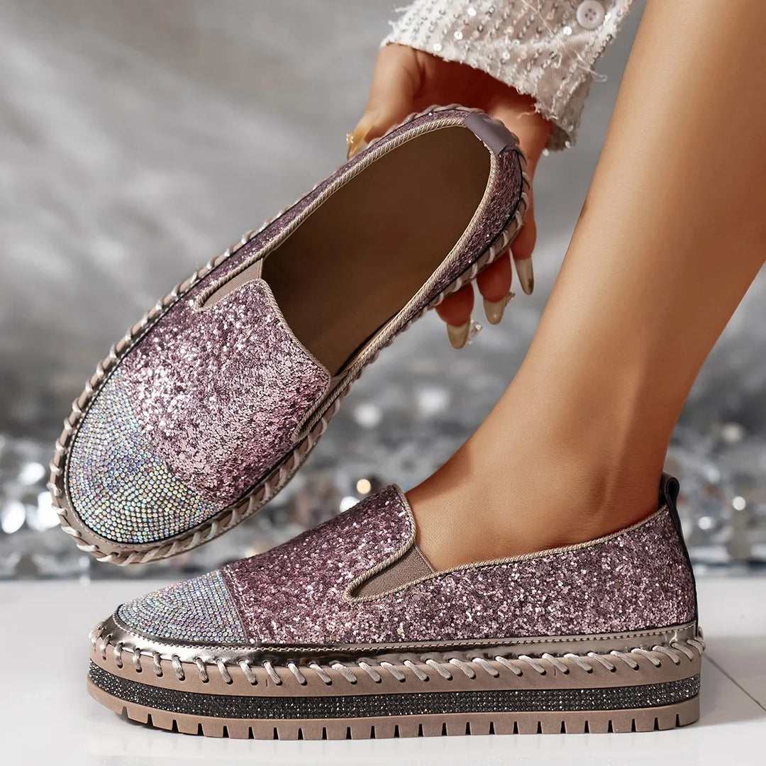 Lizka | Mocasines de Plataforma Con Pedrería Brillante