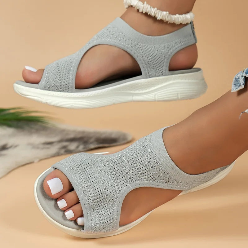 Vicenta | Sandalias Sin Cordones De Punto Con Puntera Abierta