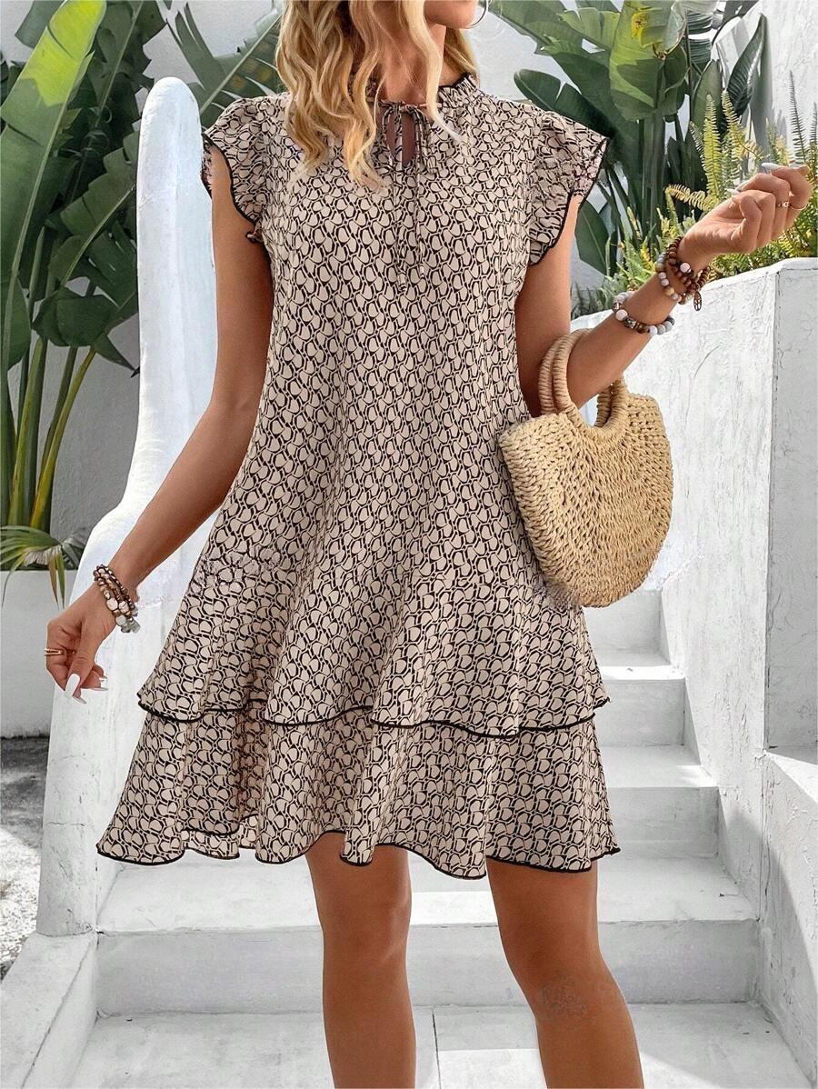 Anette | Vestido Estampado Con Volantes en El Bajo Y Mangas Con Vuelo