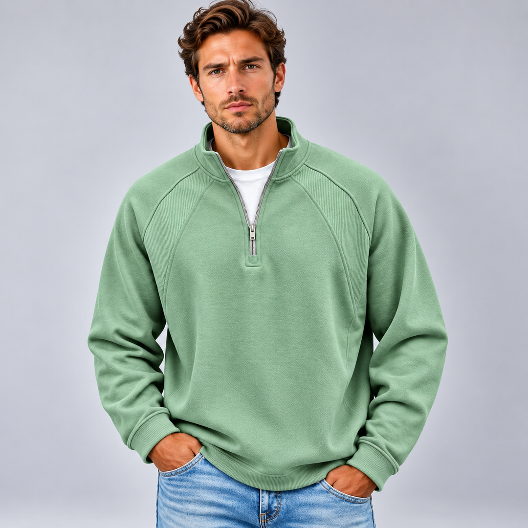 Stanislao | Sudadera con media cremallera y paneles acanalados