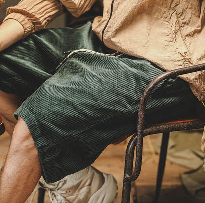 Anneliis | Pantalones Cortos De Pana Para Hombre Con Bajos Enrollados Y Cordón