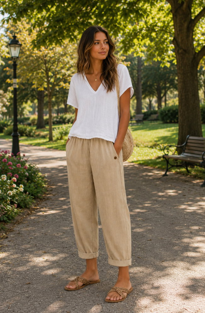 Lindia | Pantalón Tapered Con Cintura Elástica