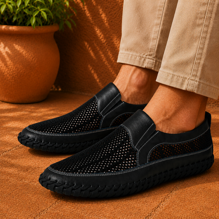 Joerg | Mocasines Sin Cordones Con Paneles De Malla Y Suela Cosida