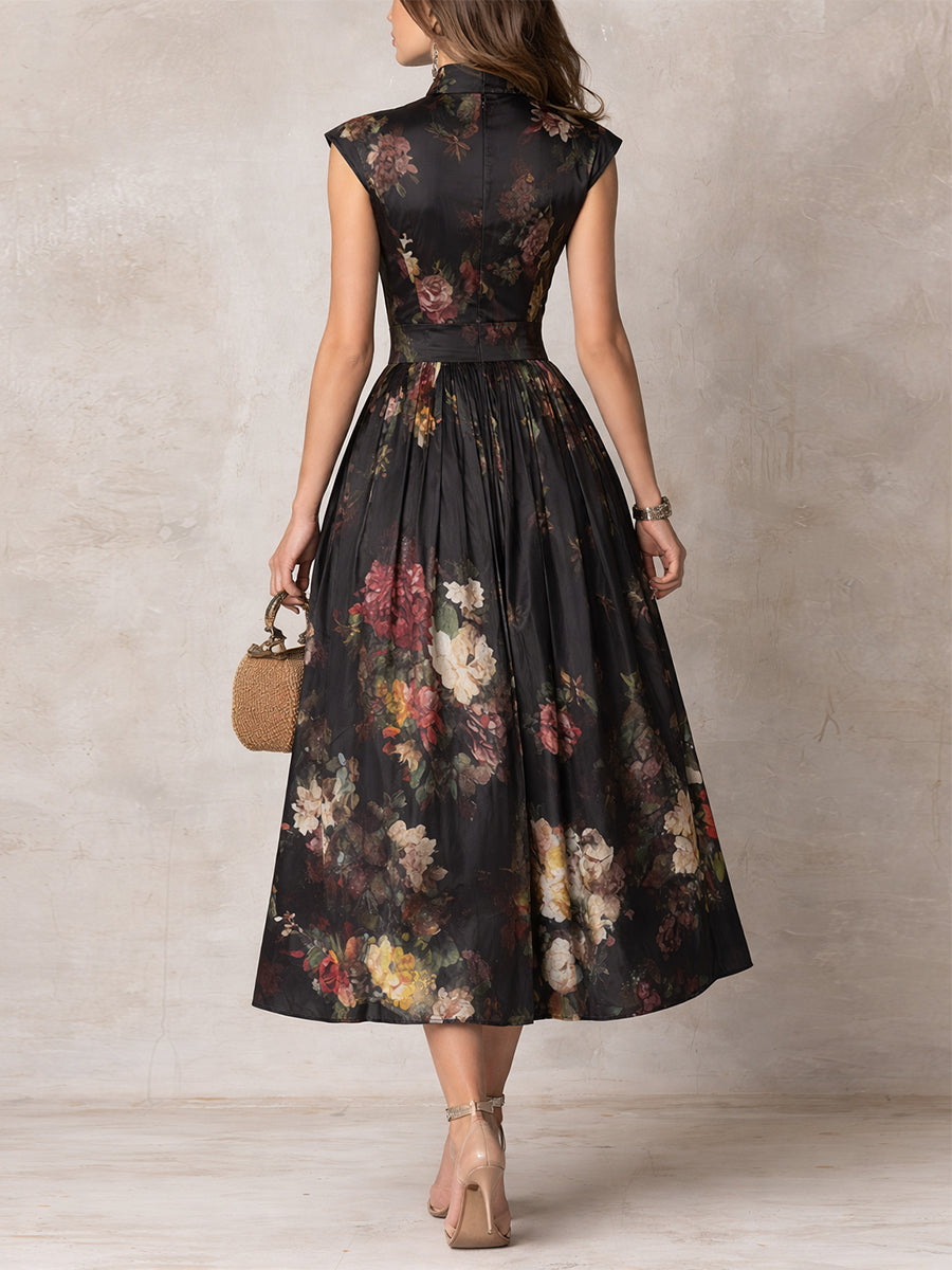 Littia | Vestido Midi Floral Plisado Con Abertura