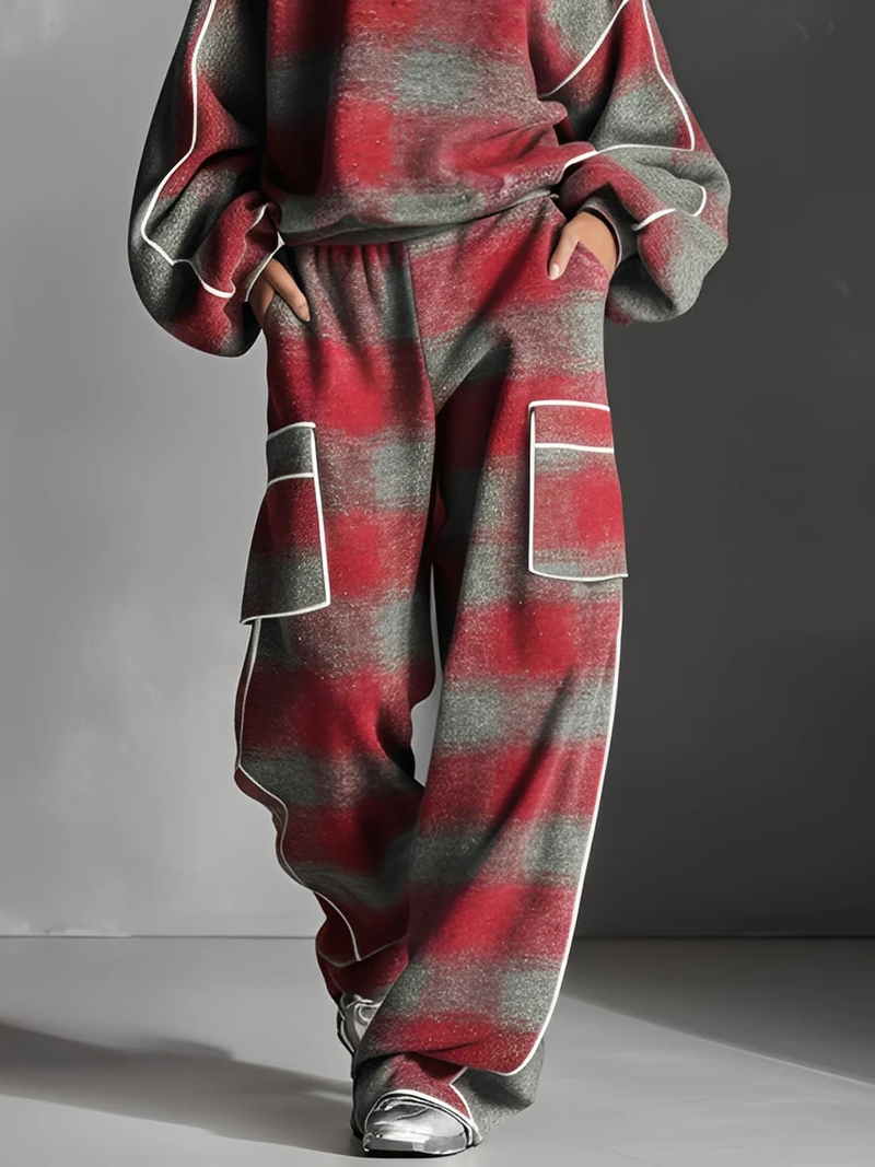Naevia | Conjunto De Ropa De Estar Por Casa a Cuadros De Corte Oversize Con Bolsillos