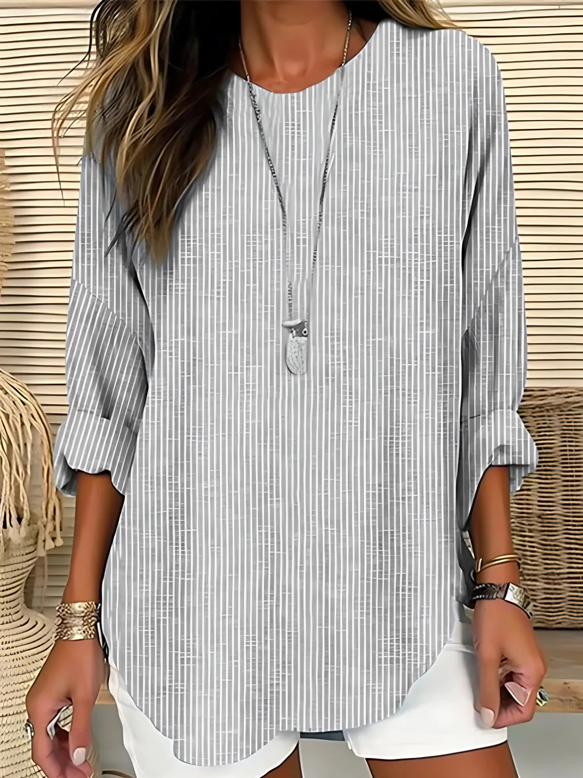 Avril | Blusa Túnica Con Mangas Tres Cuartos a Rayas