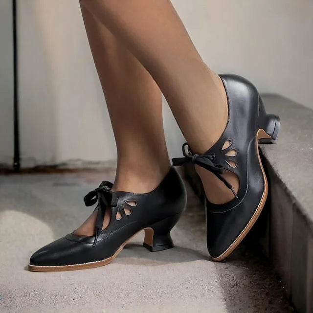 Zydrune | Zapatos Tacón Bajo Cordón Estilo Vintage