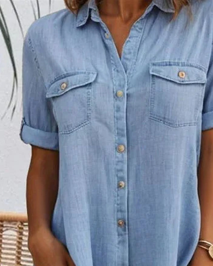 Sveta | Vestido Camisero de Estilo Vaquero con Botones en la Parte Delantera
