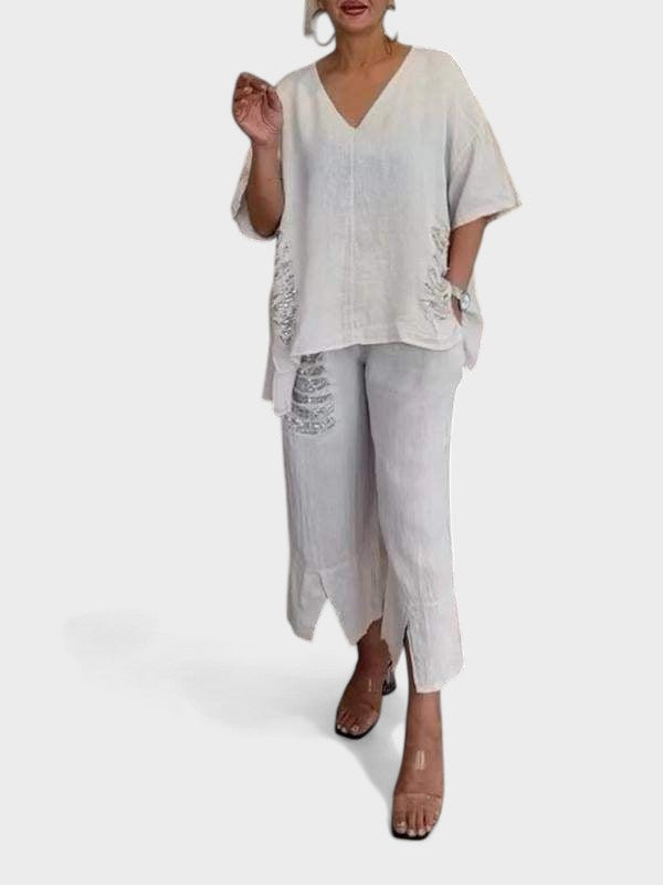 Raisa | Conjunto Mujer Dos Piezas Lino Desgarrado