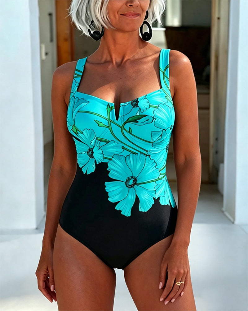 Laury | Bañador De Una Pieza Con Estampado Floral Y Escote Cuadrado
