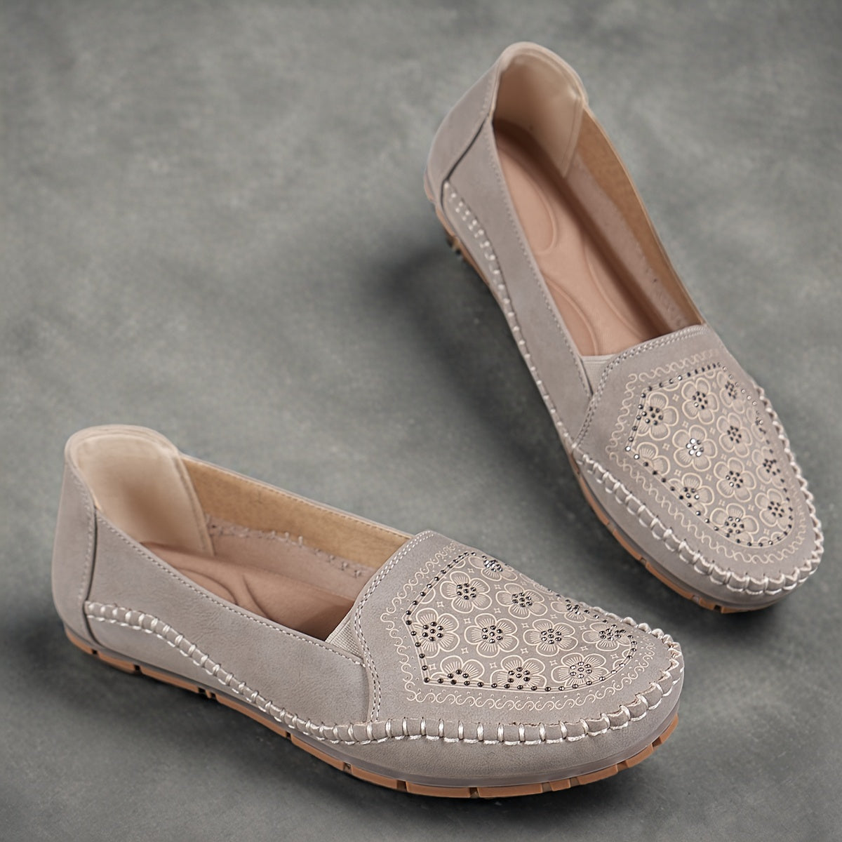 Lyrissa | Mocasines Casuales Sin Cordones Con Estampado Floral Para Mujer