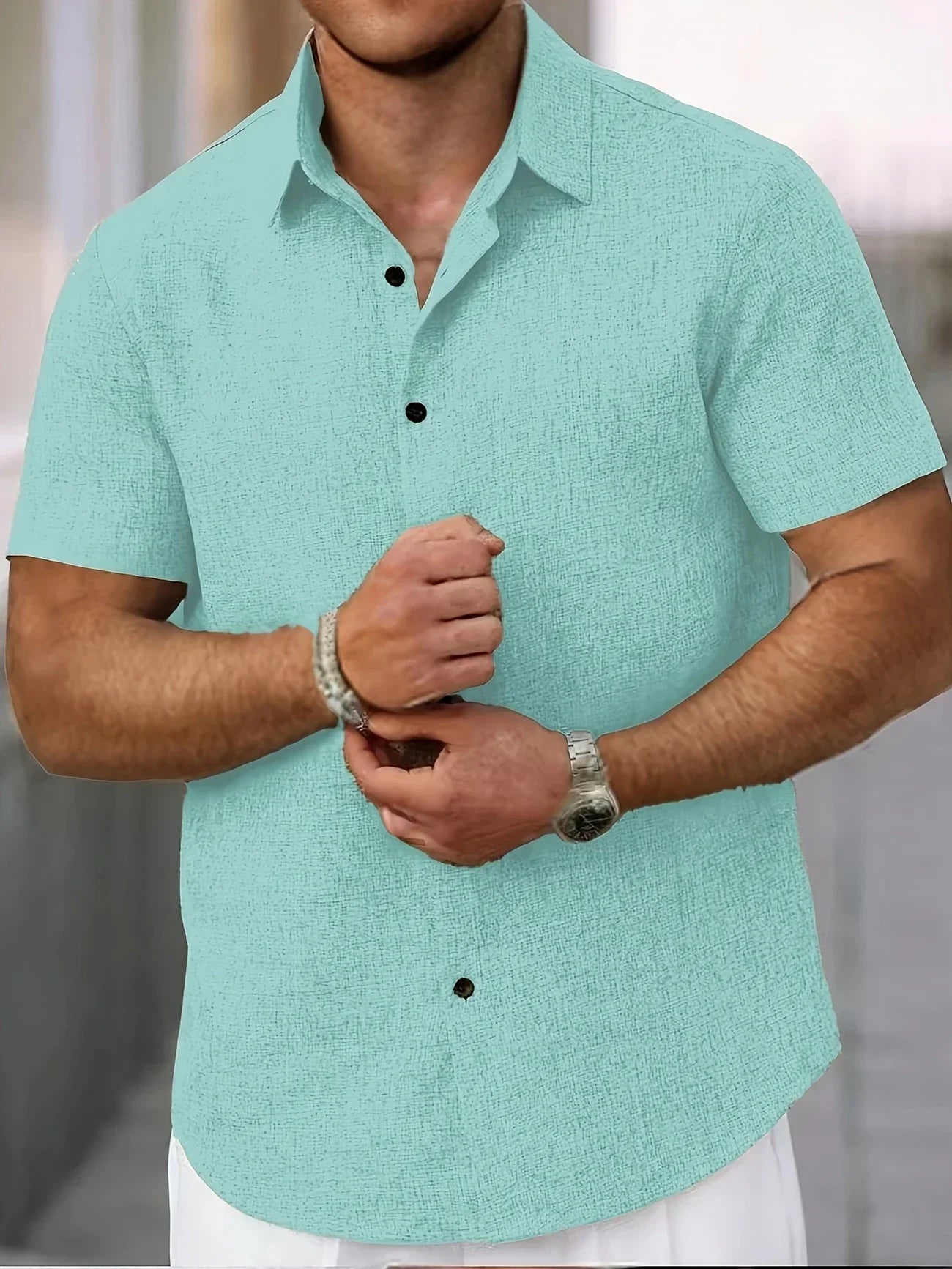 Dwight - Camisa De Manga Corta Ligera De Mezcla De Lino