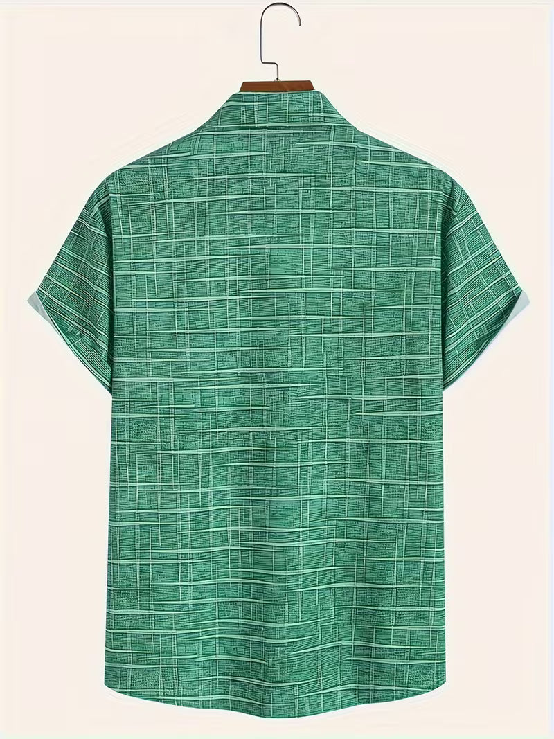 Jerrick - Camisa de Manga Corta Con Estampado Geométrico y Botones