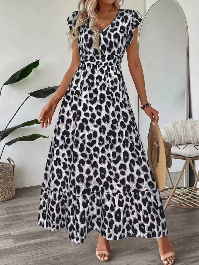 Ranika | Vestido Maxi Estampado Cuello V Sin Mangas