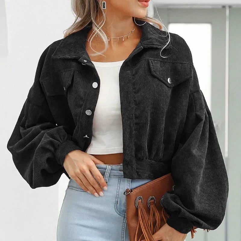 Aneraricia | Chaqueta Bomber Corto de Pana con Botones