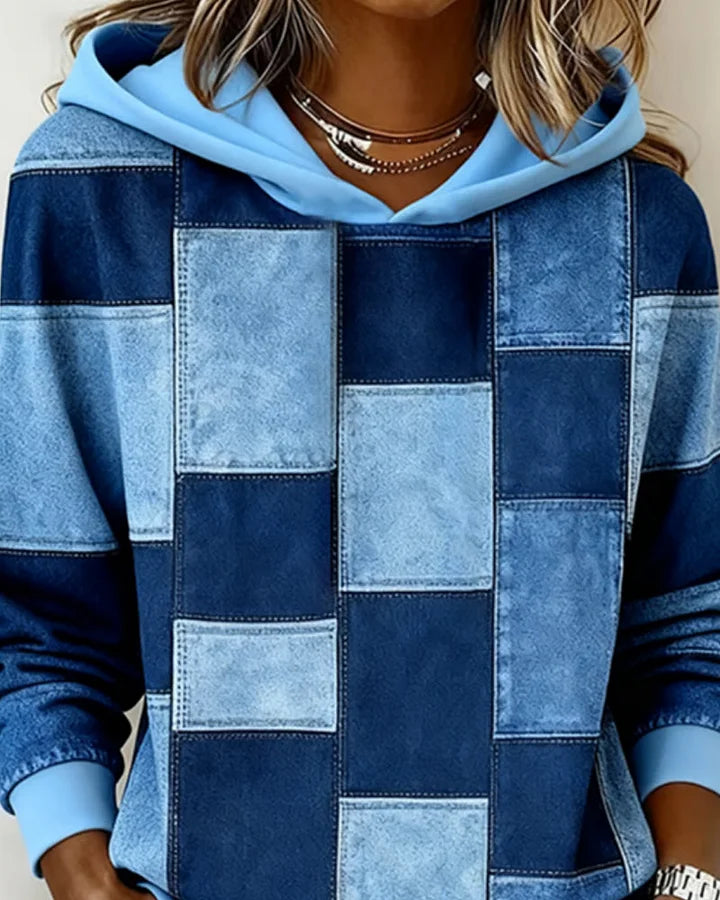Yaralyn | Sudadera Con Capucha Y Manga Larga De Estilo Patchwork