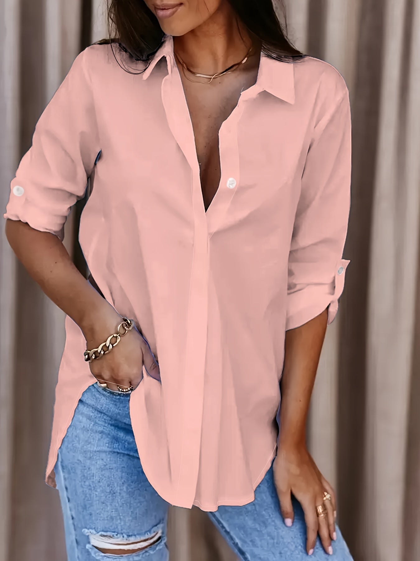 Arissa | Camisa Abotonada con Cuello y Mangas Ajustables