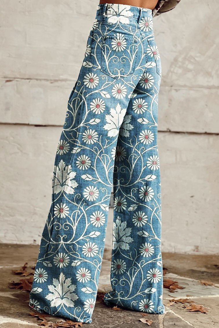 Mailin | Pantalones Anchos Con Estampado De Bengalas