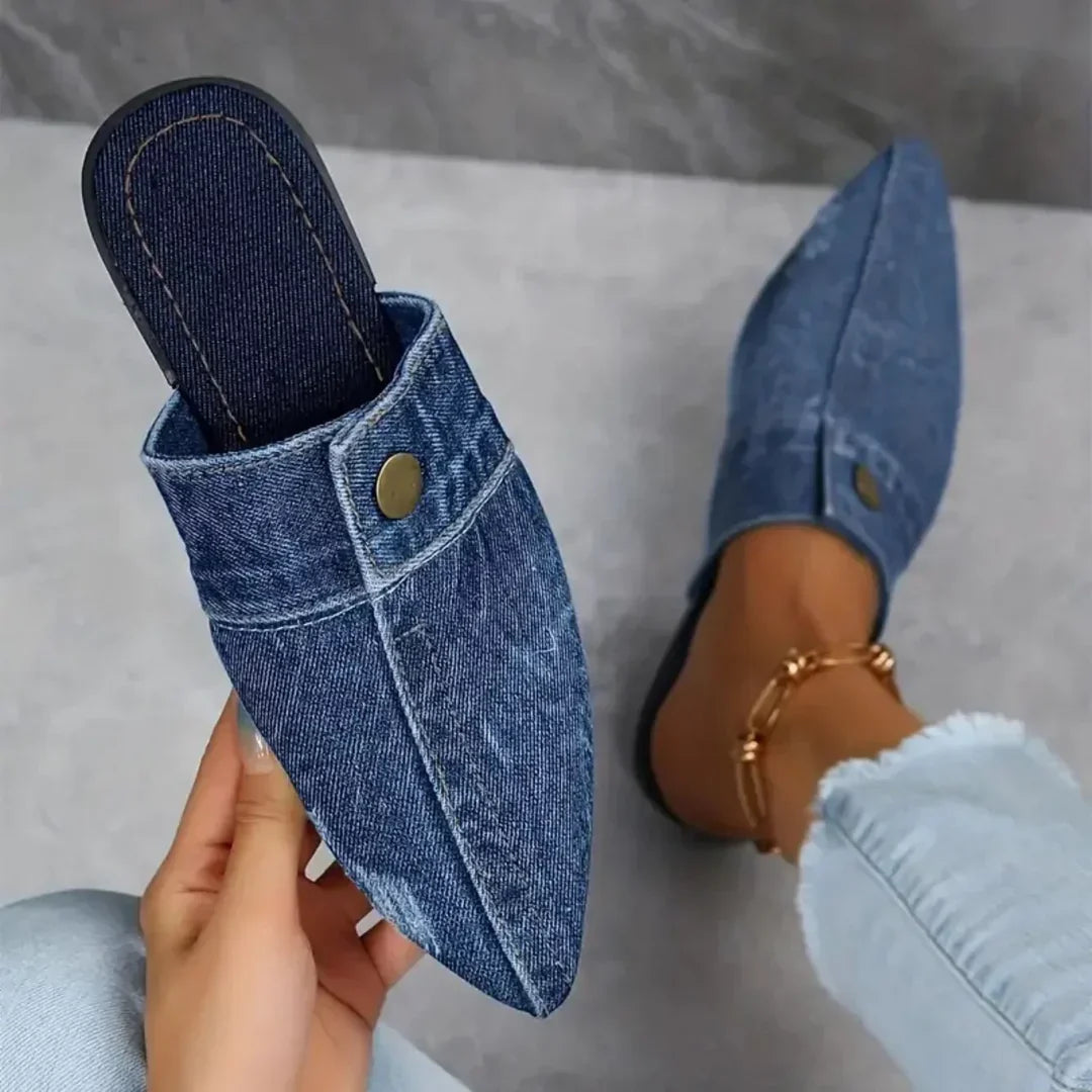 Evropi | Mules Punta Fina Estilo Denim