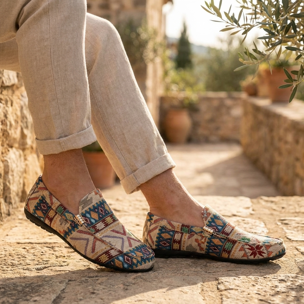Anneloes | Mocasines Sin Cordones Con Estampado Geométrico y Hebilla