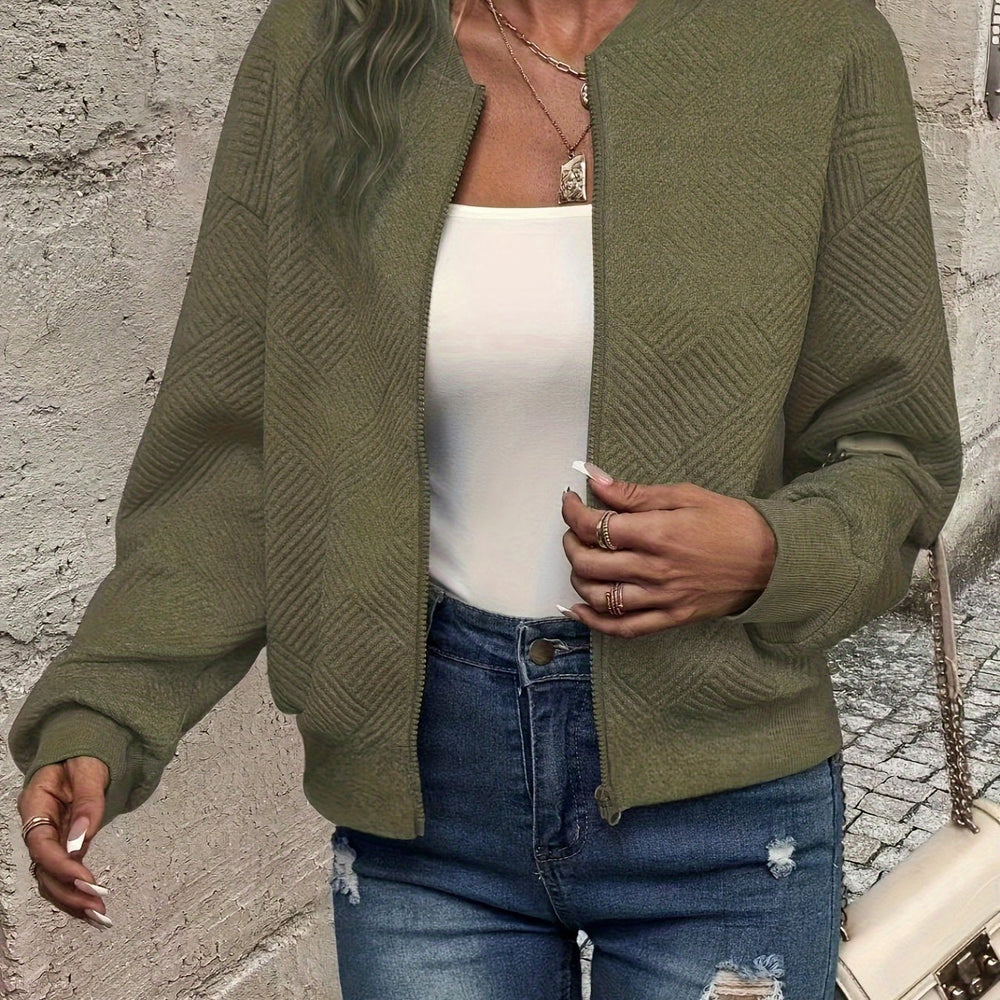 Shahna | Chaqueta Bomber Con Cremallera Frontal y Textura