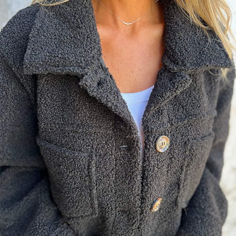 Alwina | Chaqueta de Felpa Con Cuello y Botones