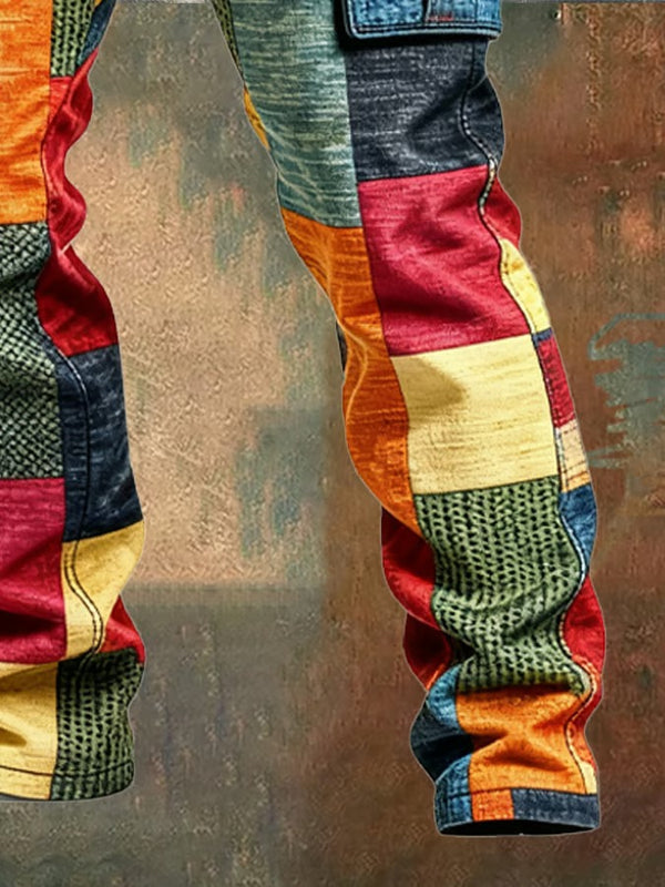Greg | Pantalones cargo Multicolor con Diseño de Patchwork