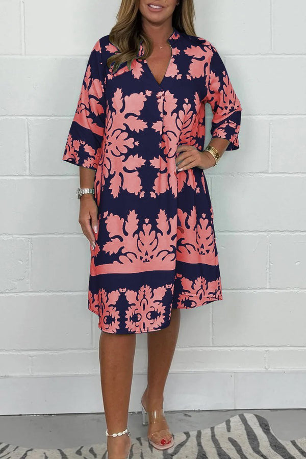 Tammy - Vestido Midi Con Cuello en V y Estampado Floral