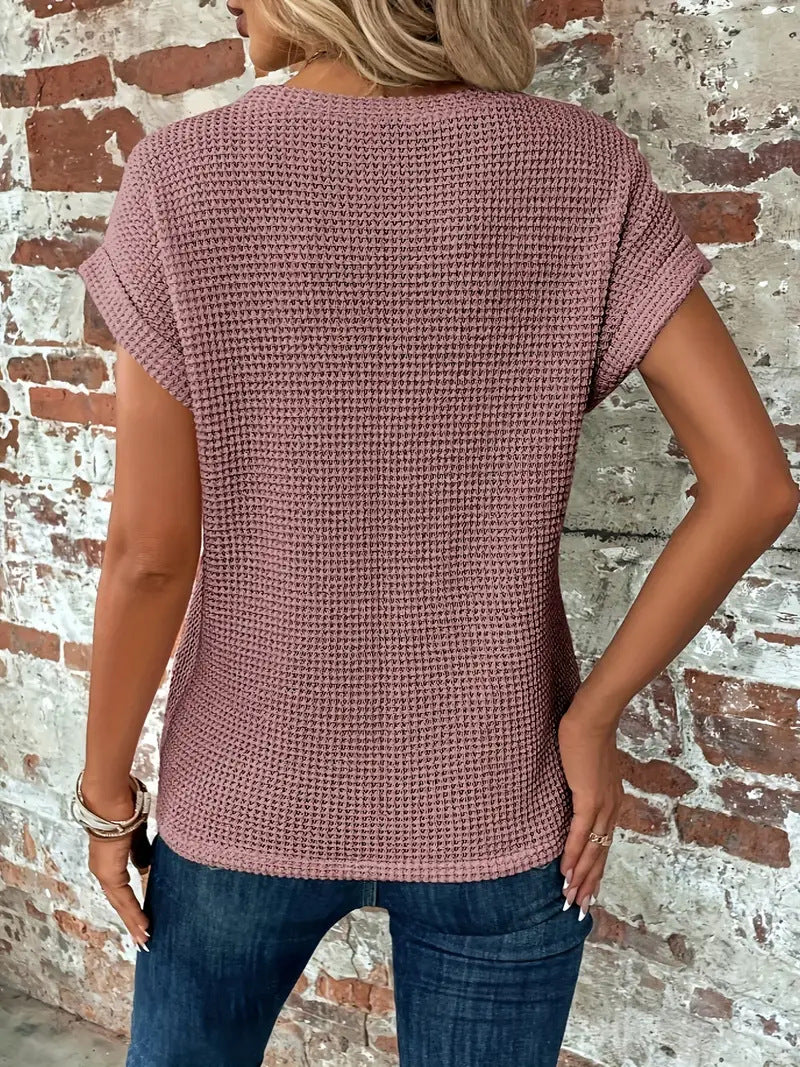 Mila | Blusa Texturizada Manga Corta Cuello Redondo