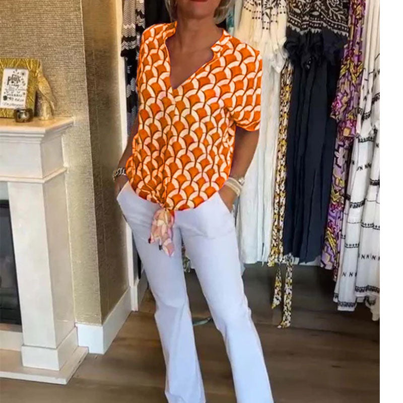 Naskia | Blusa De Manga Corta Con Estampado Geométrico