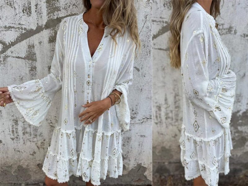 Gillian | Minivestido De Manga Larga Con Estampado Boho