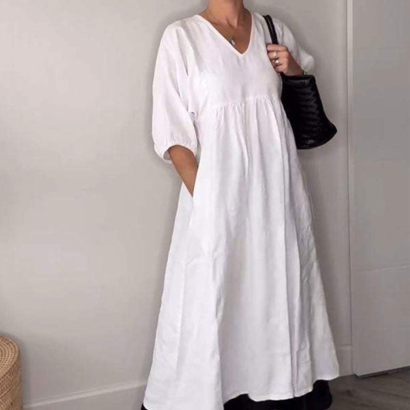Shantel | Vestido Midi Con Cuello en V Y Bolsillos