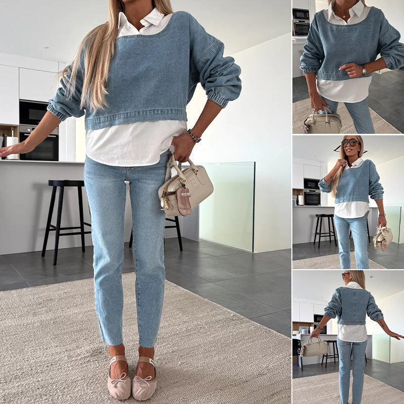 Nadira | Conjunto Vaquero de Manga Larga y Pantalón