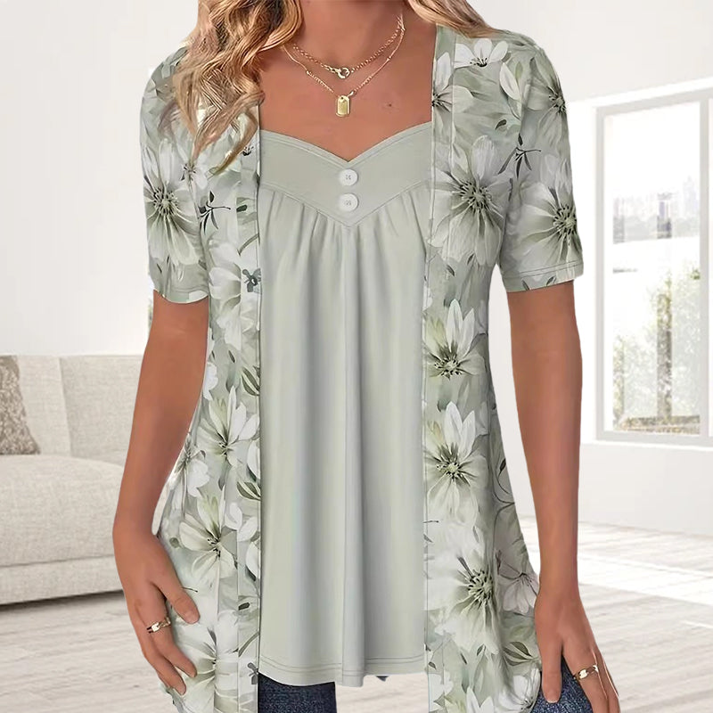 Demi | Blusa Floral de Manga Corta