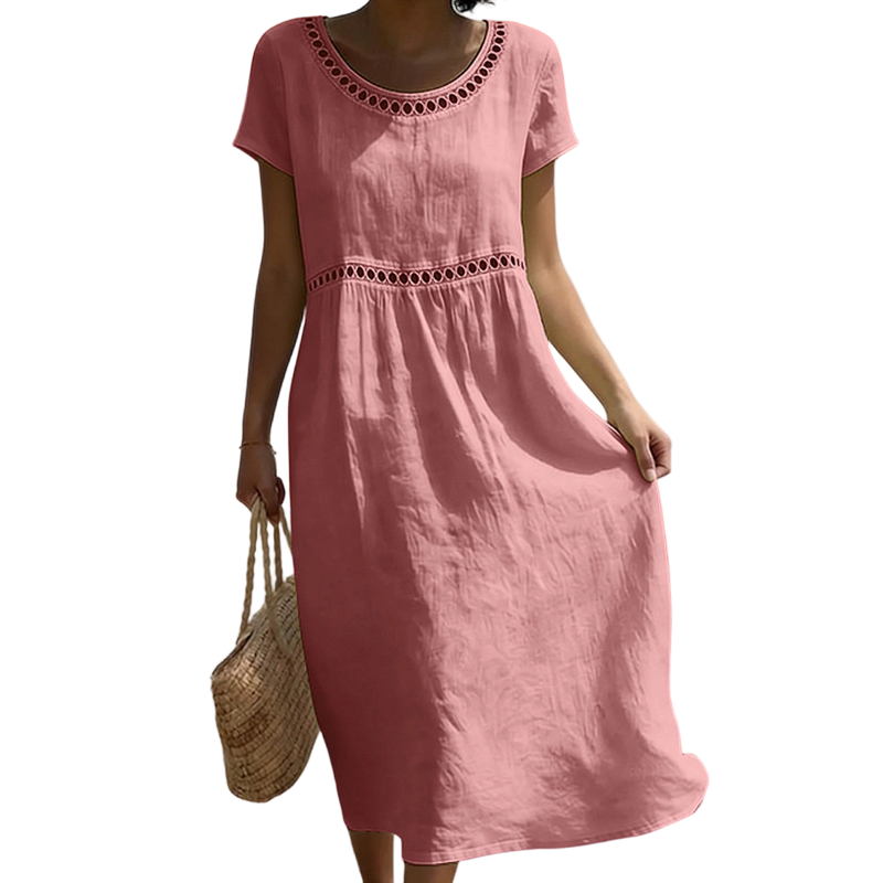 Tarsha | Vestido MIDI De Manga Corta Para Mujer, Corte Holgado