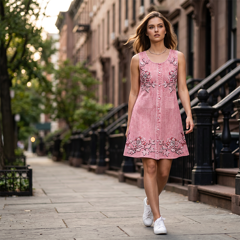 Carien | Vestido Sin Mangas Con Estampado Floral y Bolsillos