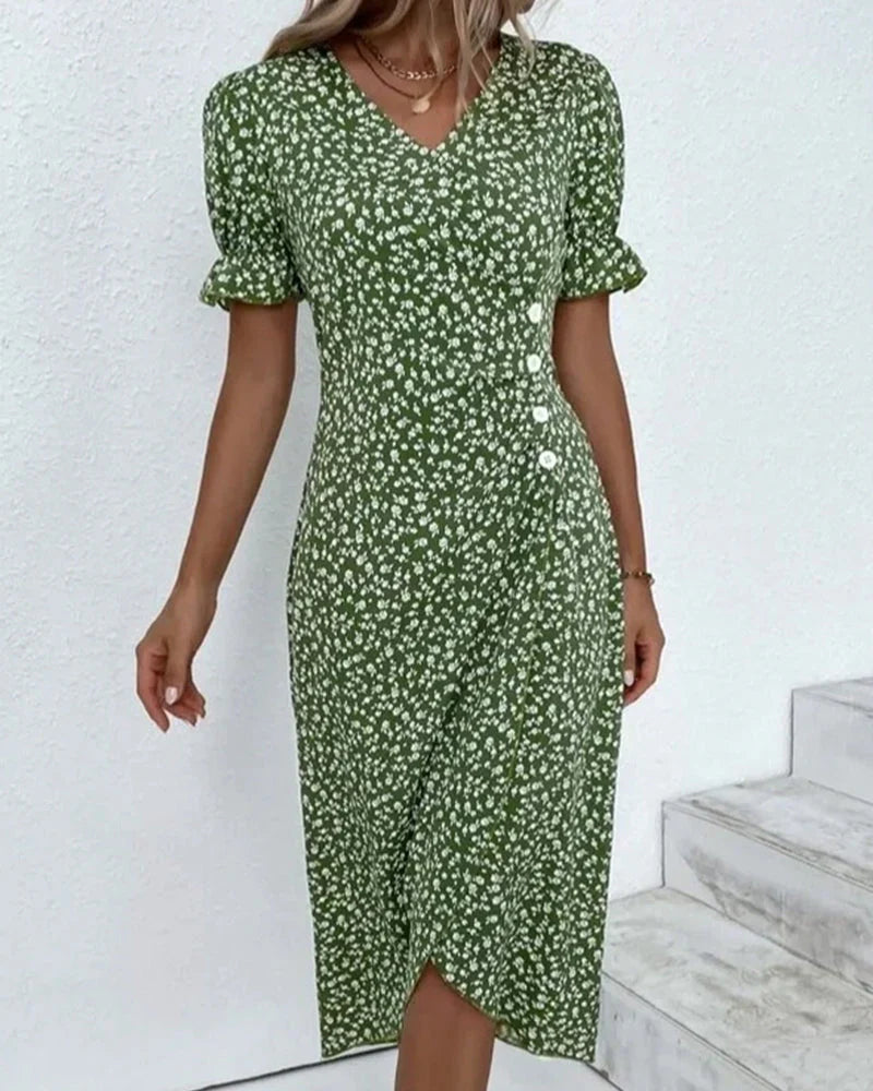 Tine | Vestido Floral Cruzado Manga Corta