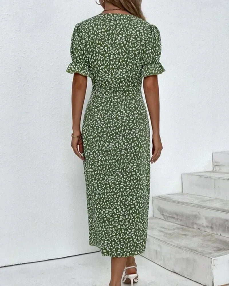 Tine | Vestido Floral Cruzado Manga Corta