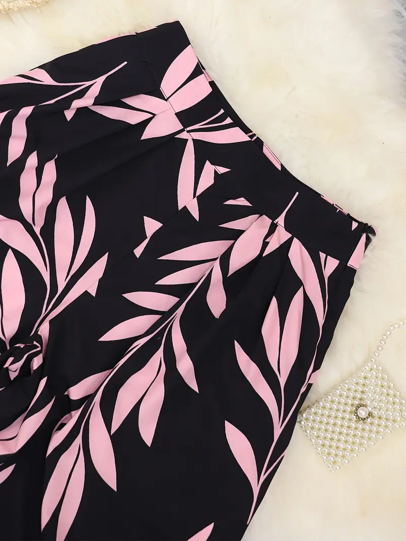 Zirina | Conjunto De Top Corto Con Cuello Halter Y Pantalón De Pierna Ancha