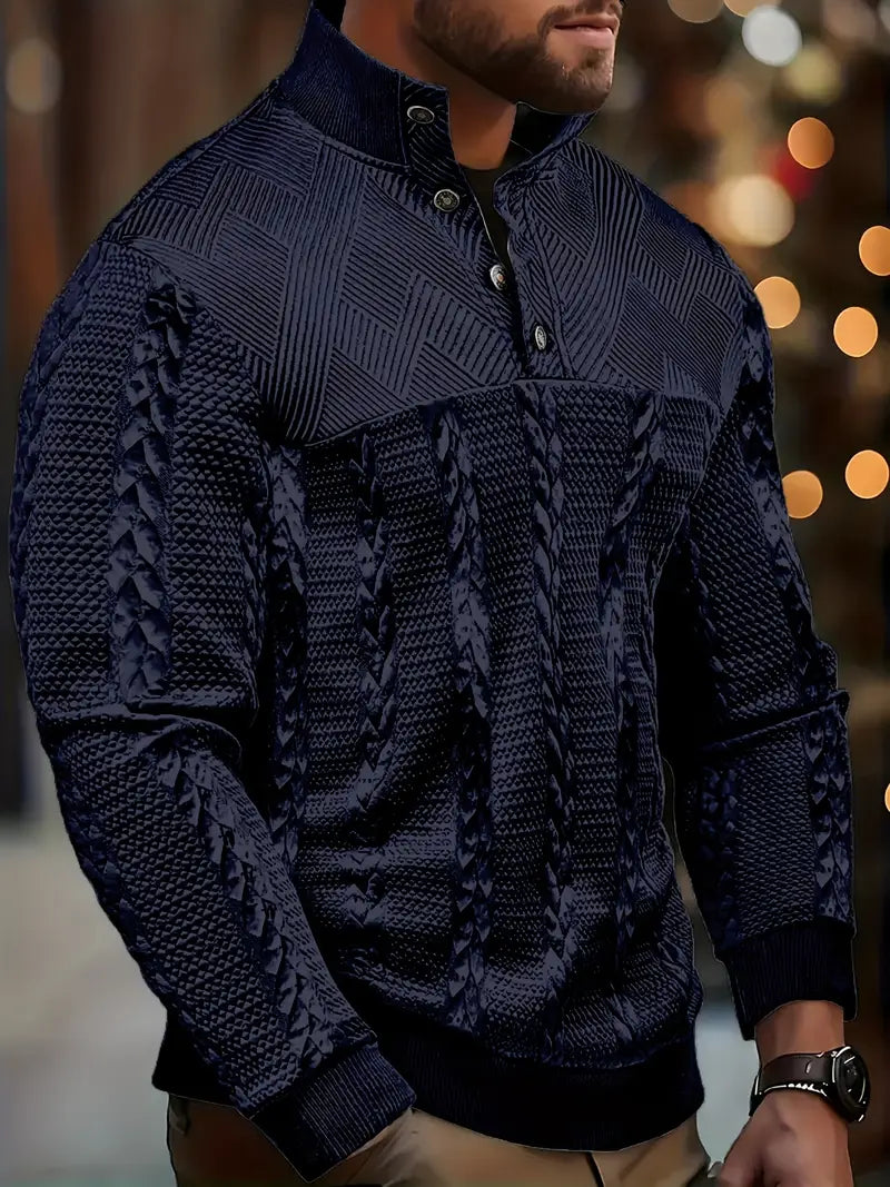 Dawson | Suéter Henley Texturizado de Manga Larga
