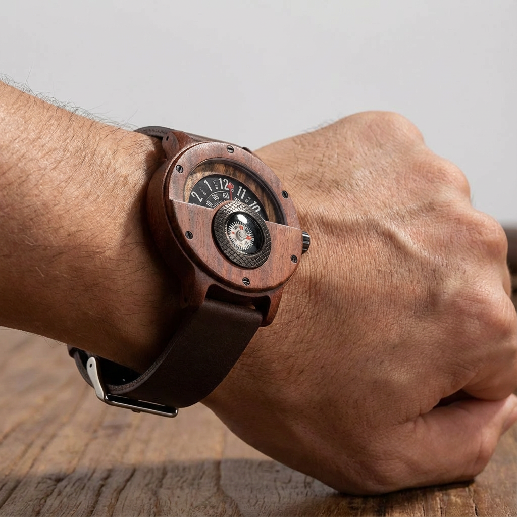 Krzysztof | Reloj Madera Artesanal Hombre Esfera Brújula