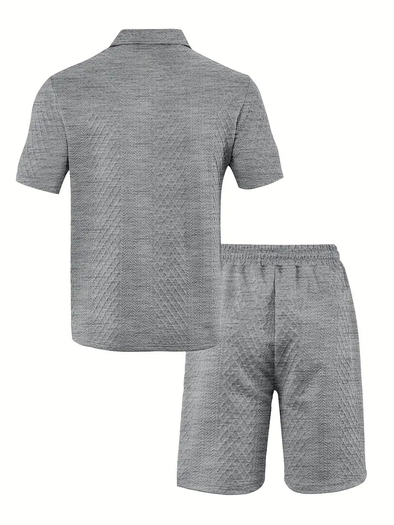 Francisco | Conjunto de Polo y Pantalones Cortos Con Textura